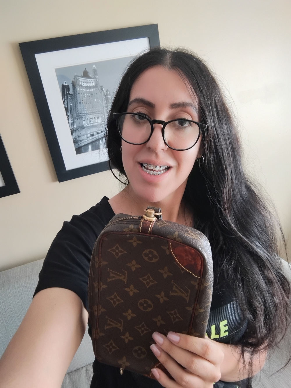 AuthenticLouis Vuitton Monogram Canvas Wristlet Clutch in Brown with Tan Accents - Picture 10 of 14
